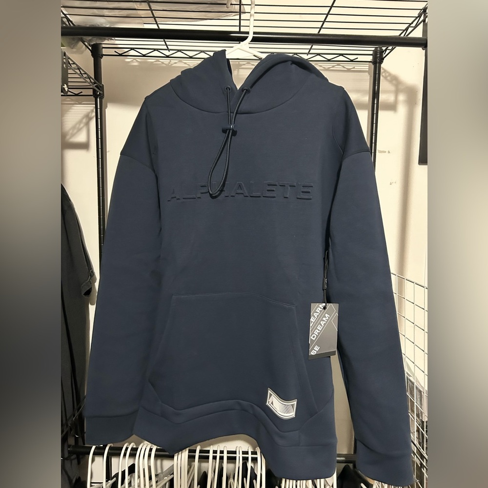 New Alphalete ELMTS Pullover Hoodie Navy Medium
